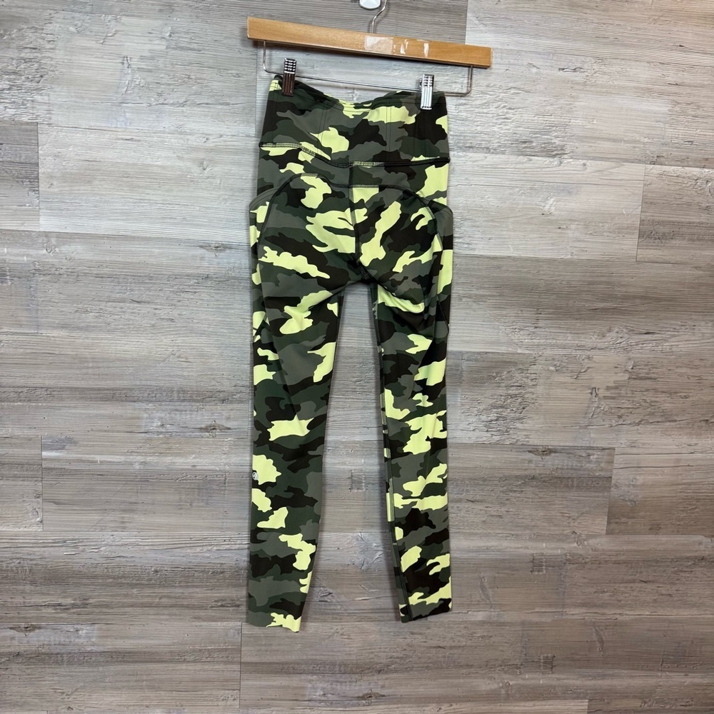 Lululemon Fast and Free High-Rise Tight 25” Pockets - Camo Yellow Multi Size 4 - Picture 7 of 12